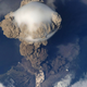 Sarychev eruption in 2009, as seen from the International Space Station. Image: NASA